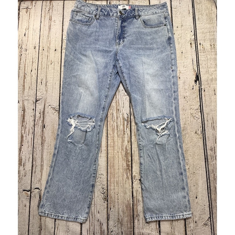 Cabi 100% bf Boyfriend Jeans Womens 12 Medium Wash‎ Distressed Style #6071